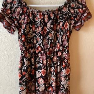 Orange-fall like Floral Dress